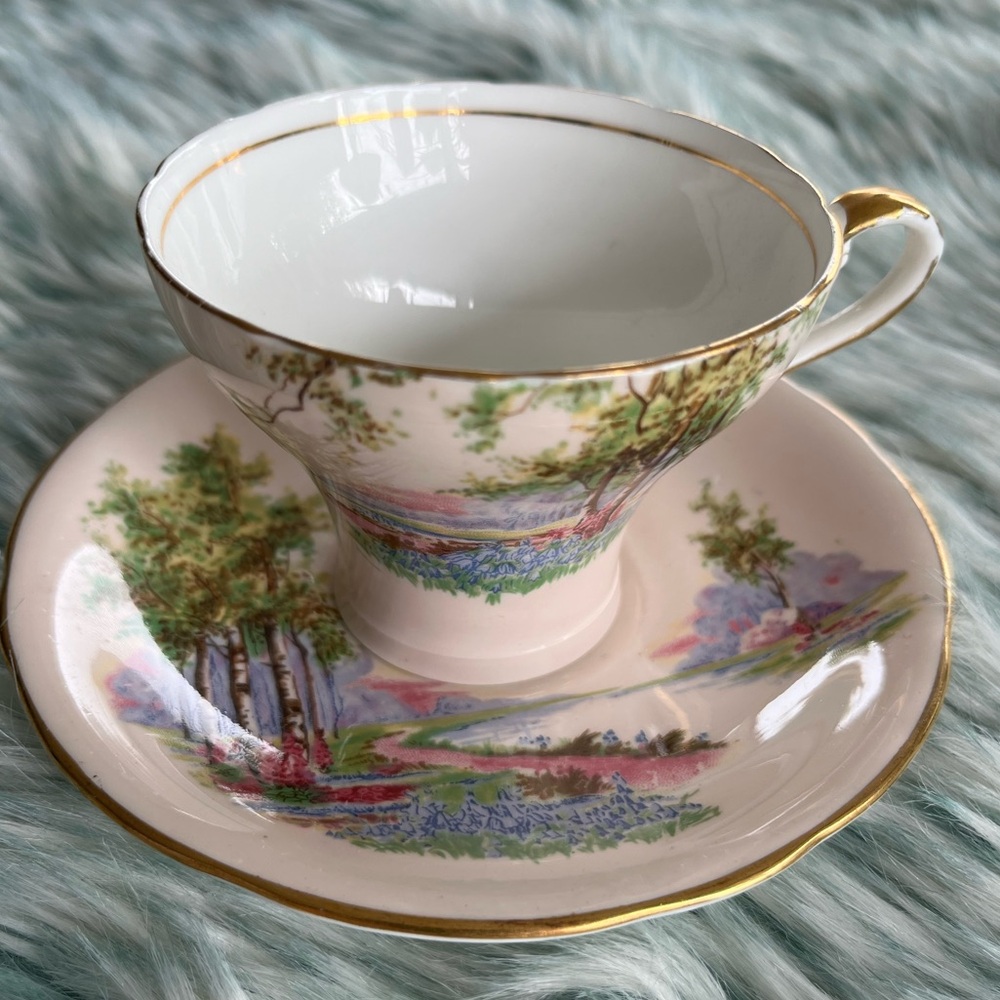 Ainsley Pink Bone China Tea Cup and Saucer